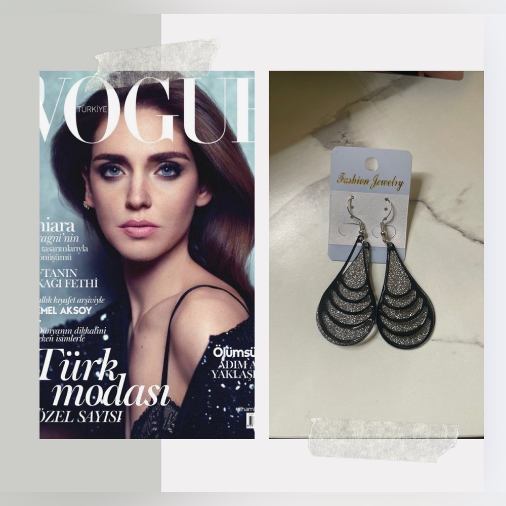 Elegant Black and Silver Teardrop Earrings